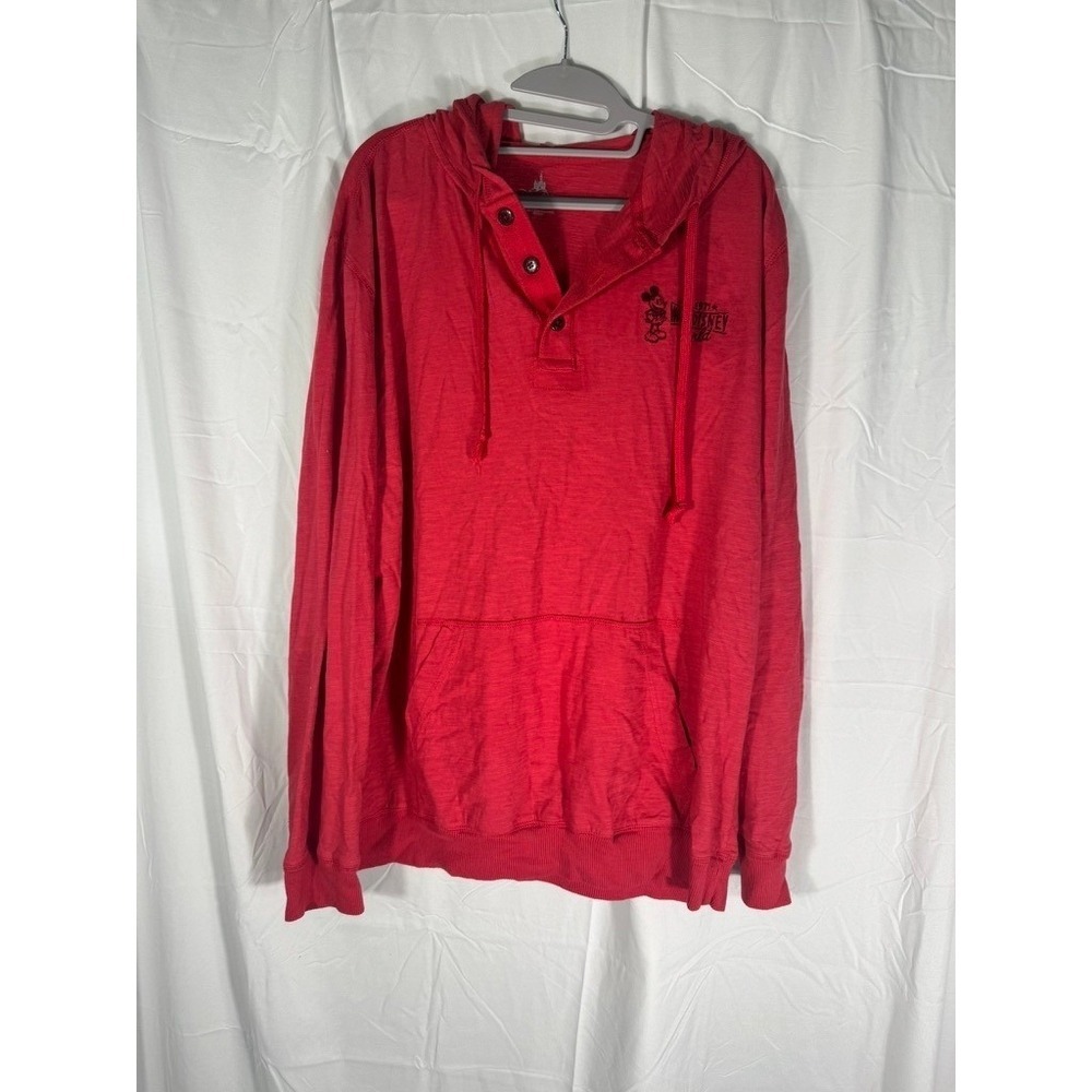 Disney World Red Hoodie Mickey Mouse Est 1971 Pullover Hooded‎ Sweatshirt XL NWT